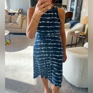 Athleta Blue and White Patterned Dress